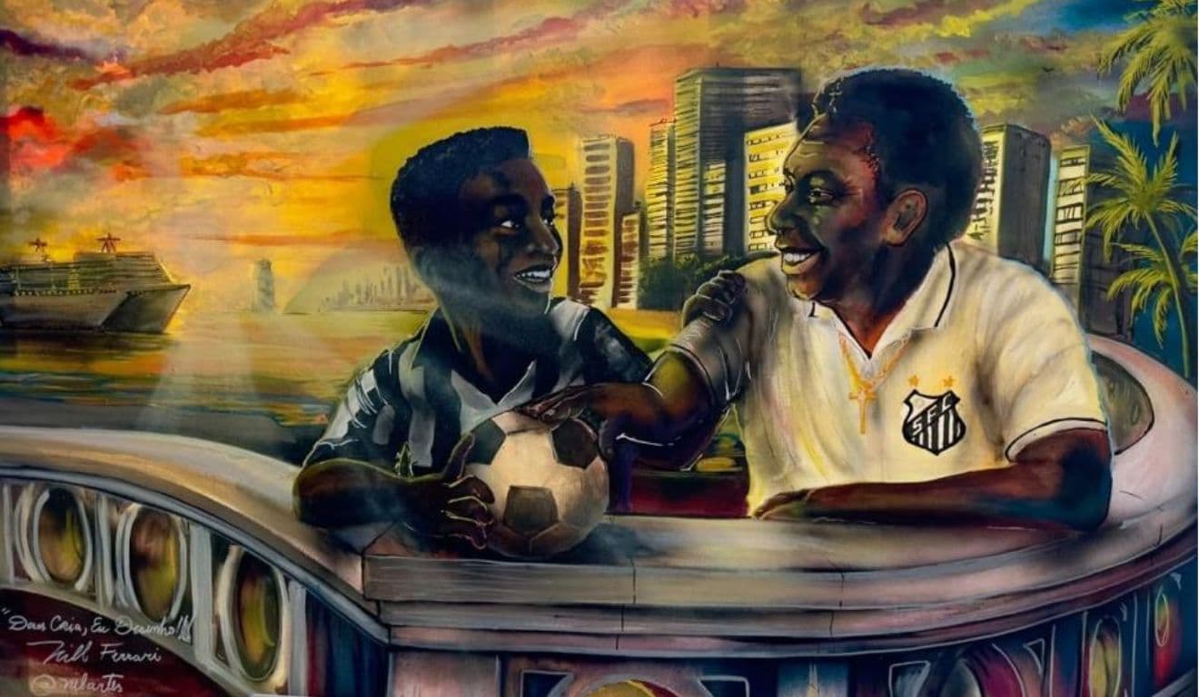 Exposição destaca Pelé e arte urbana em Santos