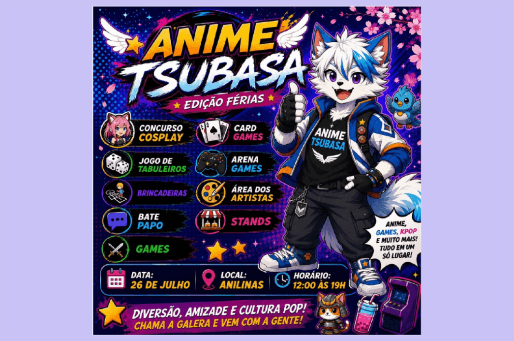 Anime Tsubasa ocupa Parque Anilinas neste domingo