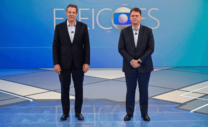 Tarcísio e Haddad discutem concurso público e educação no debate da TV Globo