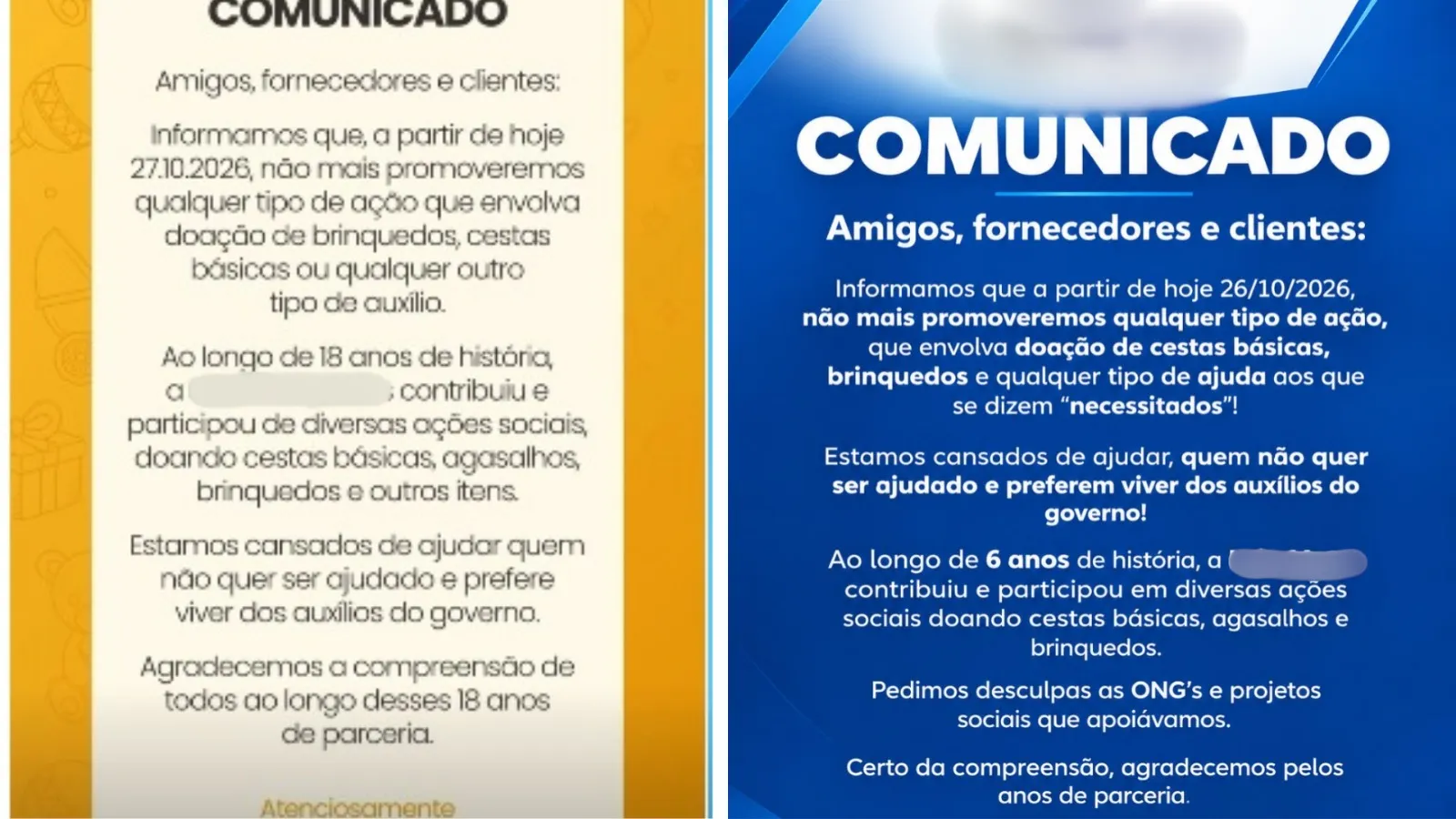 Empresas de Sorocaba anunciam suspensão de doações a ONGs