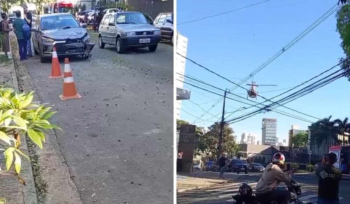 Moto e carro colidem e deixam dois feridos graves