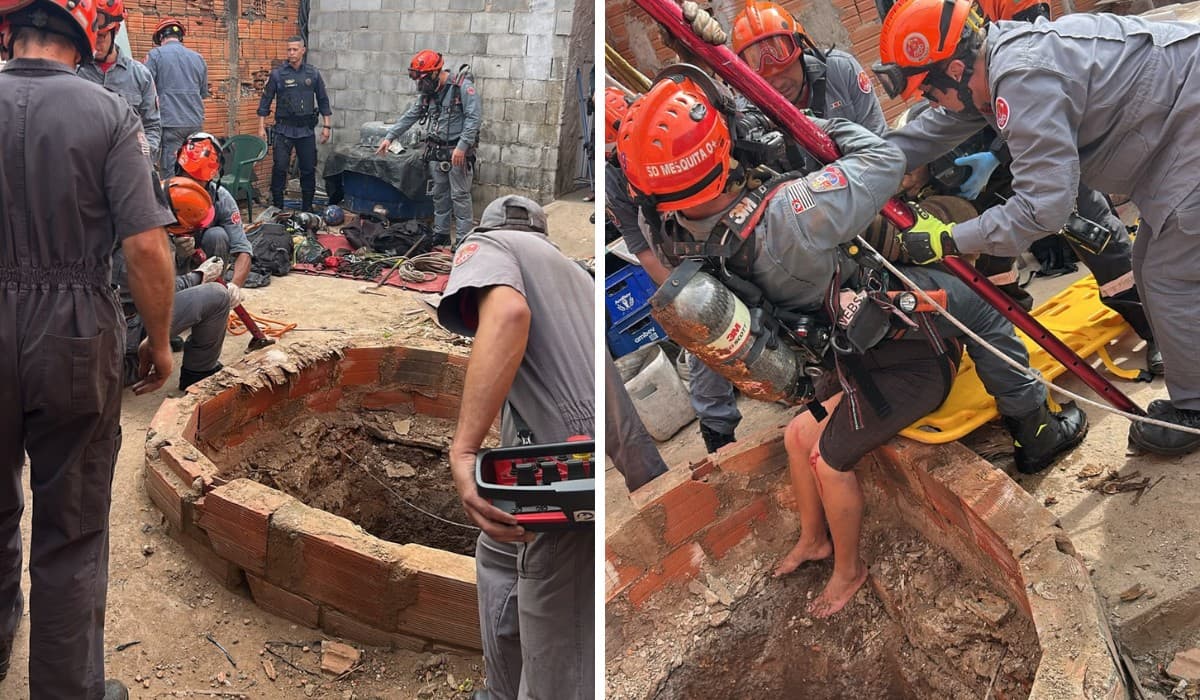 Mulher cai em poço de 16 metros e é resgatada
