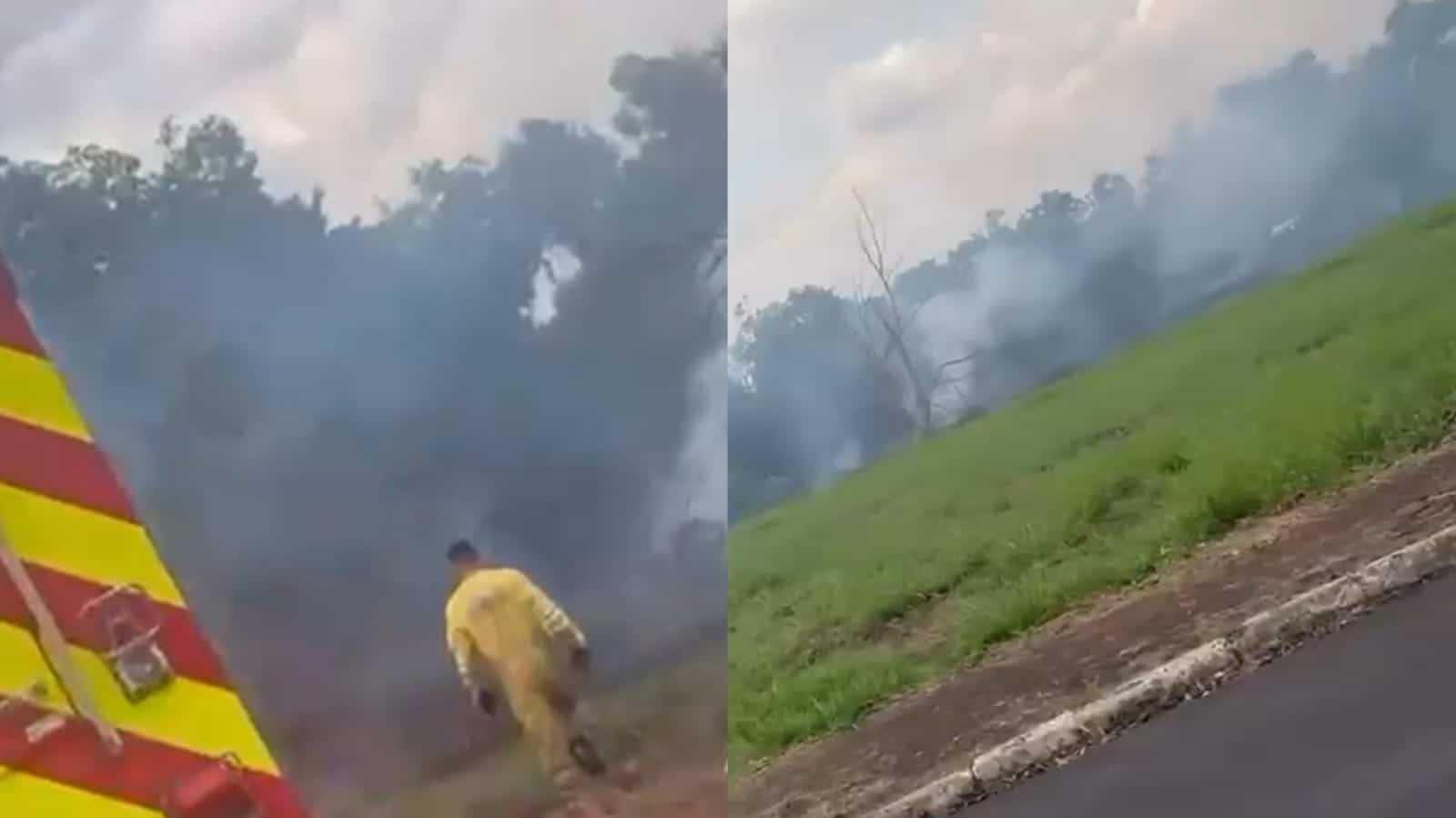 Incêndio perto de escola em Ribeirão Preto